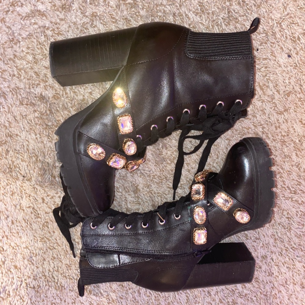 Steve Madden combat boots with jewels